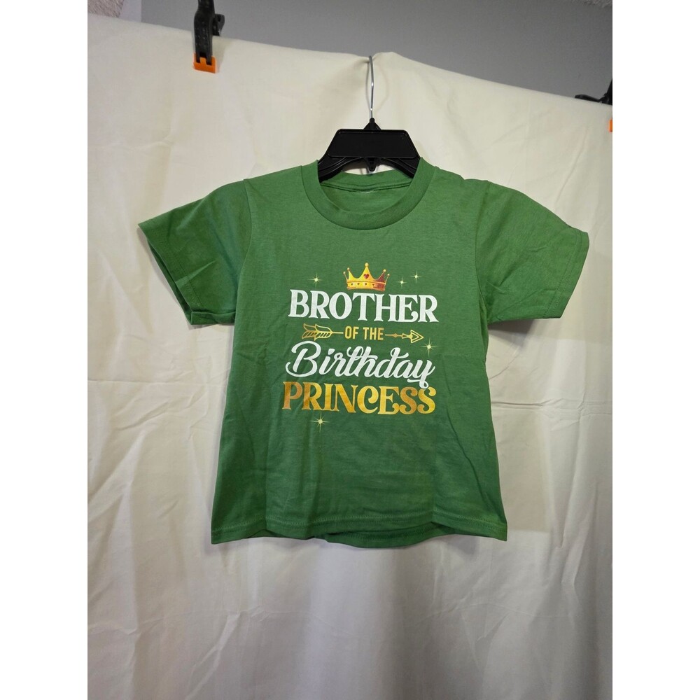 Boys 2T Green T-Shirt Brother of the Birthday Princess Graphic Tee